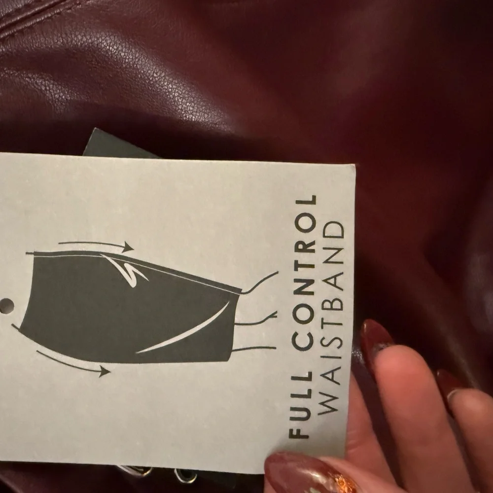 Marc New York Chic Maroon‎ Leather Pencil Skirt